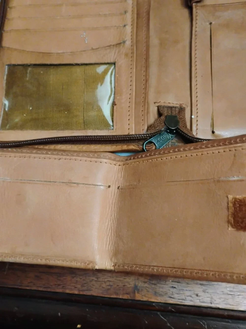 Men's Vintage Leather Travel Passport Holder and matching Small Wallet